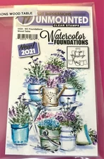 2021 Art Impressions AI Watercolor Stamps WC FOUNDATIONS WOOD TABLE 5434 w/pots