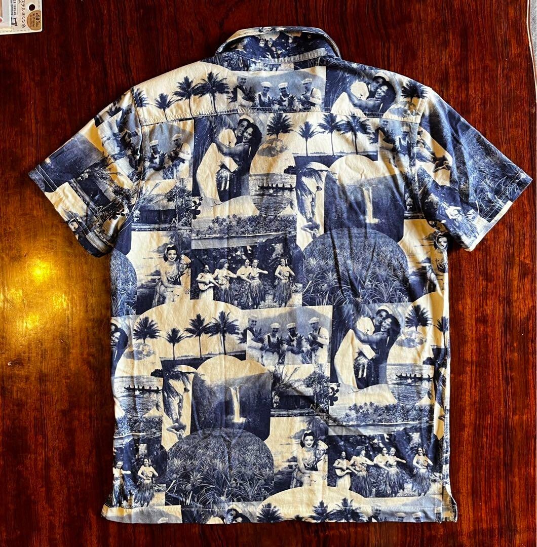 RRL Ralph Lauren Hawaii Aloha USN Camp Shirt blue Cotton Size S