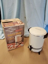 1970s WEST BEND Party Perk 12 to 30 Cup Automatic Coffee Pot 57130 Almond USA!