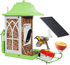 Smart Bird Feeder with Camera & Solar Panel，4.6Lb Large Capacity Metal Smart Bir