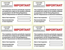 NEXT INSPECTION - PERIODIC STICKERS LABELS 100MMX76MM x 200 WITH LOGO