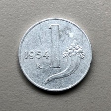 Moneta 1 LIRA 1954 Cornucopia Repubblica Italiana - Coin 1 LIRE Italian Republic