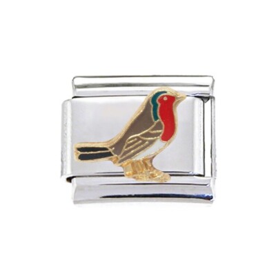 Rotkehlchen 9mm Emaille Italian Charm - passt 9mm Classic Italian Charms