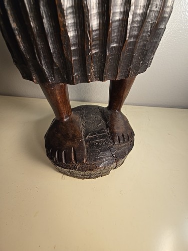 Native African Woman Statue Handcarved Wood Food Water Vessel Head 24 Inches - Picture 21 of 23