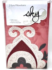 Sky Calista EURO Pillow Sham Set 2 Pack, Quilted Sham, 100% Cotton, 26x26