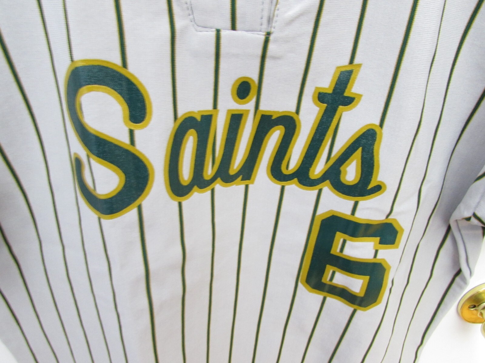 VTG SAINTS Ripon Baseball XL Jersey Mens 6 Pinstripe Button Up Athletic USA