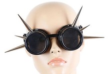 Black Burning Man Rivet Vintage Steampunk Cosplay Goggles 2.5" Metal Spike