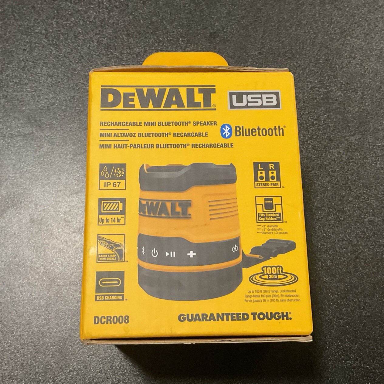 New DeWalt Rechargeable Mini Bluetooth Speaker for On-the-Go Convenience