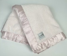 LITTLE GIRAFFE Light Pink Plush Chenille Satin Trim Baby Blanket Lovey 30x36