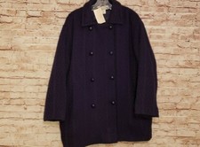 Boyne Valley Weavers Lined Barn Jacket Nwt 1x Violet Blue Woven Wool D/b Peacoat
