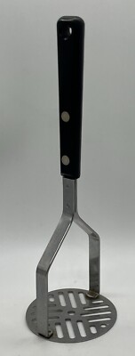 Vintage EKCO Forge Potato Masher *Black Plastic Handle *9 1/4'' tall x *3'' wide