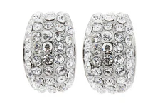 SILVER CLIP ON EARRINGS - stud earring with clear crystals - Violet Bello London