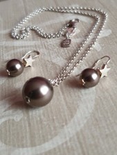 Magnifique parure  argent Clio Blue Collier boucles d'oreilles bijou créateur