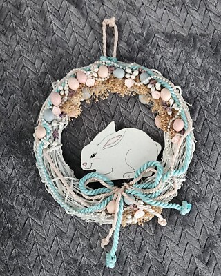 ABC Distributing #15941 Rattan Rabbit Wreath 10'' Spring Easter in Box FREE SHIP
