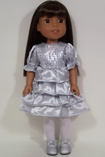 SILVER Party Dress Doll Clothes For Wellie Wisher Wishers 14" Debs 