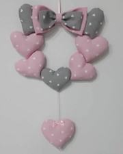 COCCARDA FIOCCO NASCITA BIMBO BIMBA CUORE ROSA AZZURRO REALIZZATA A MANO MYDA 