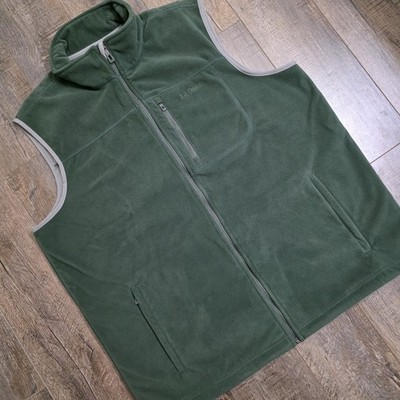 L.L. Bean Polartec Fleece Vest Mens XL Tall Green Full Zip Mock Logo Pockets 