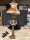 Vintage Electric Gone With The Wind Style Lamp With Floral Tam Shade — photo 4
