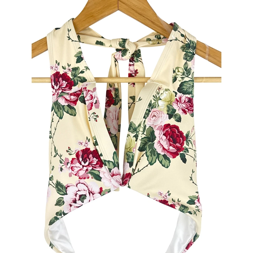 Antonio Melani Floral Bikini Swimsuit Set Hipster Cross Halter Top Women's M - Image 4 of 4