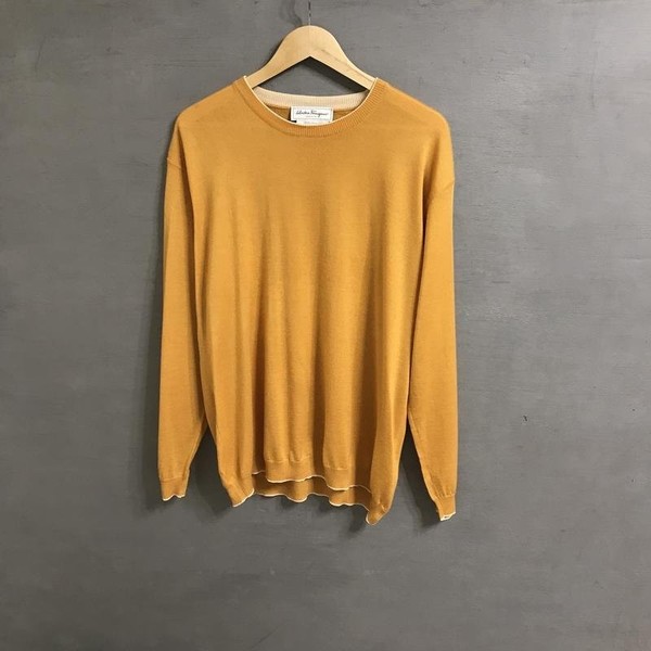 Herren Salvatore Ferragamo Pullover Orange Wolle XXL