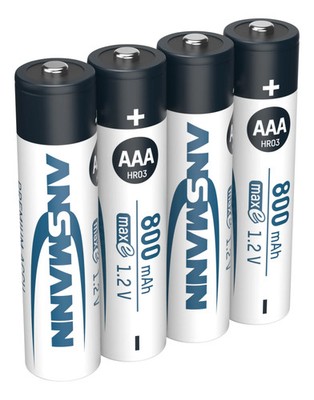 Ansmann Akku AAA Micro NiMH 800mAh 1,2V 4er Set silber vorgeladen maxE VE4