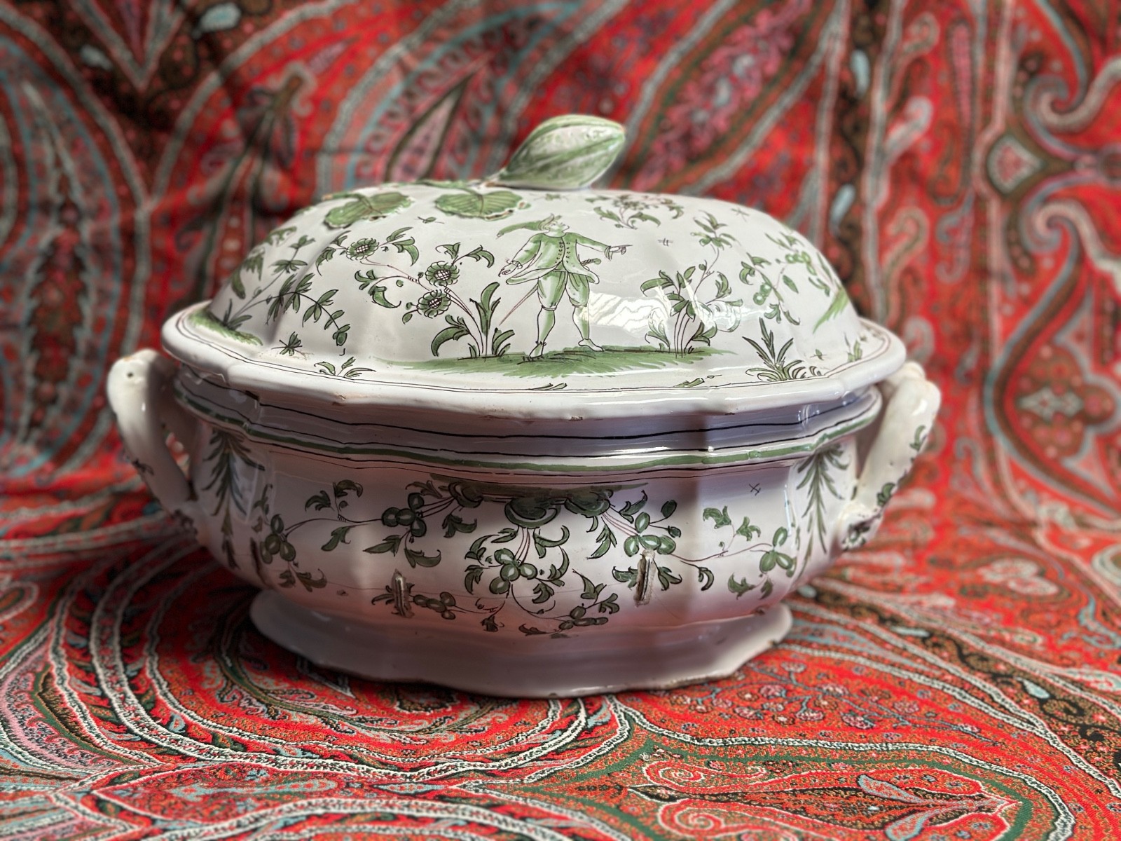 Antique Moustiers Faience Soup Tureen 18th Century Kitchen Tableware