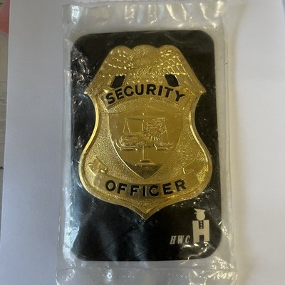 ~ Gold Tone Metal Security Officer Badge Shield Heavy Eagle On Top Scale Lion