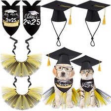 6 Pcs Graduation Dog Cap and Gown Costume Accessories Including Class of 2025...