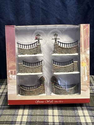 Lemax Christmas Village Collection Stone Wall Set of 6 2006 W/Box        A60