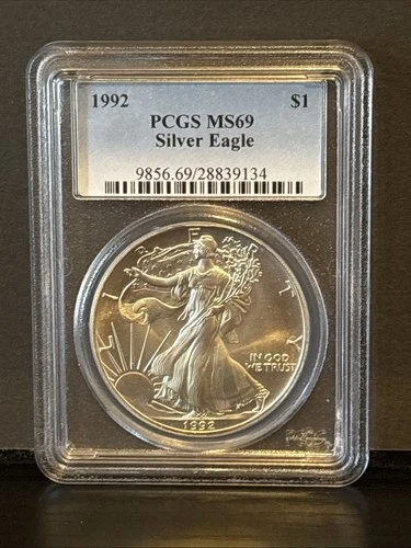 1992 $1 American Silver Eagle Dollar PCGS MS69