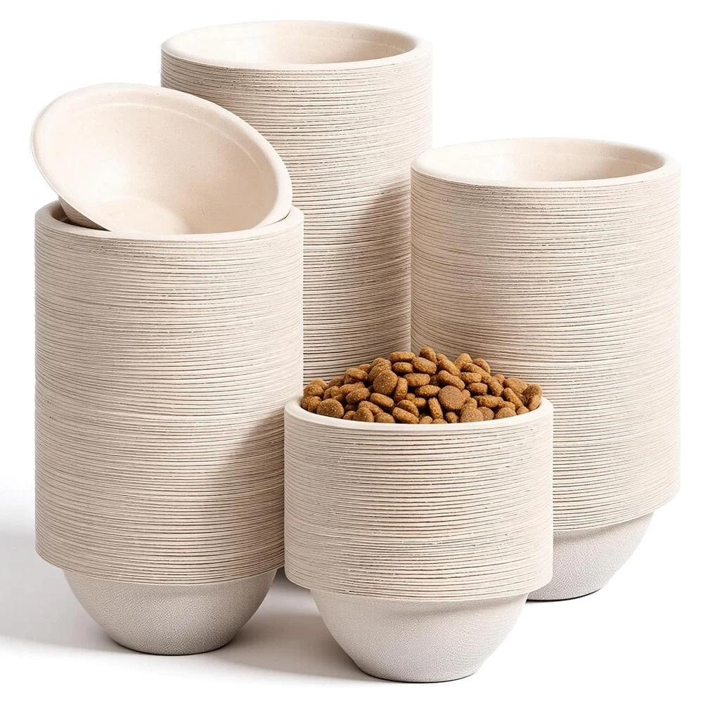 250 Pack Compostable Disposable Pet Bowls