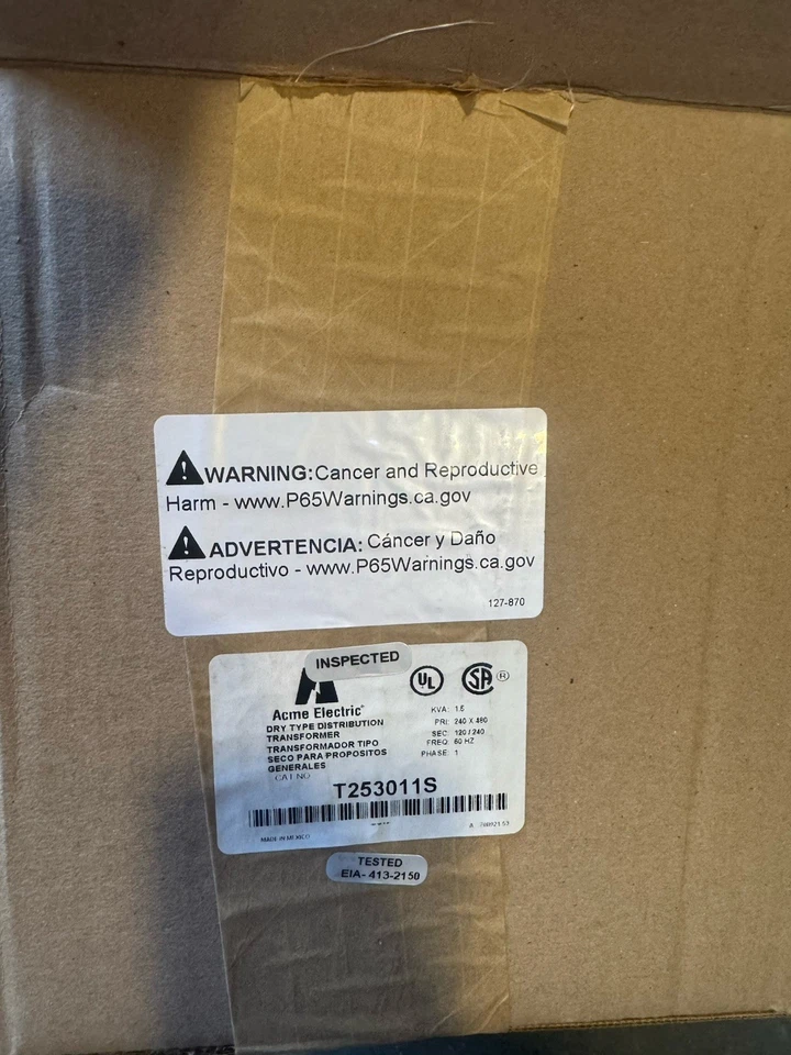 Transformador de distribución de energía seca Acme Electric T253011S 240V/480V/120V/240V Foto 2 de 2