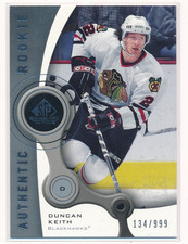 2005-06 SP GAME USED AUTHENTIC ROOKIE DUNCAN KEITH #114 134/999