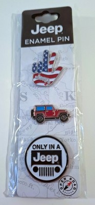 JEEP WRANGLER / 3 tlg. Set Anstecker Enamel Metall Pin Open Road / NEU OVP USA
