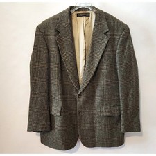 Brooks Brothers Blazer Men 44R Houndstooth Plaid Wool Sport Coat Jacket Vtg USA