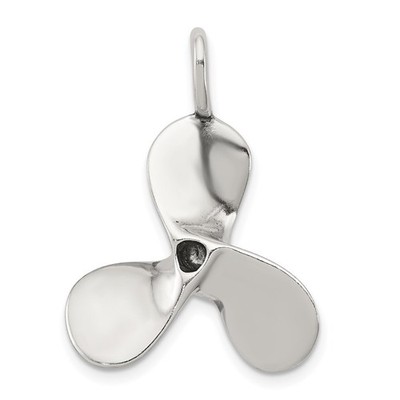 Sterling Silver 3D Antiqued Large Boat Propeller Charm Pendant
