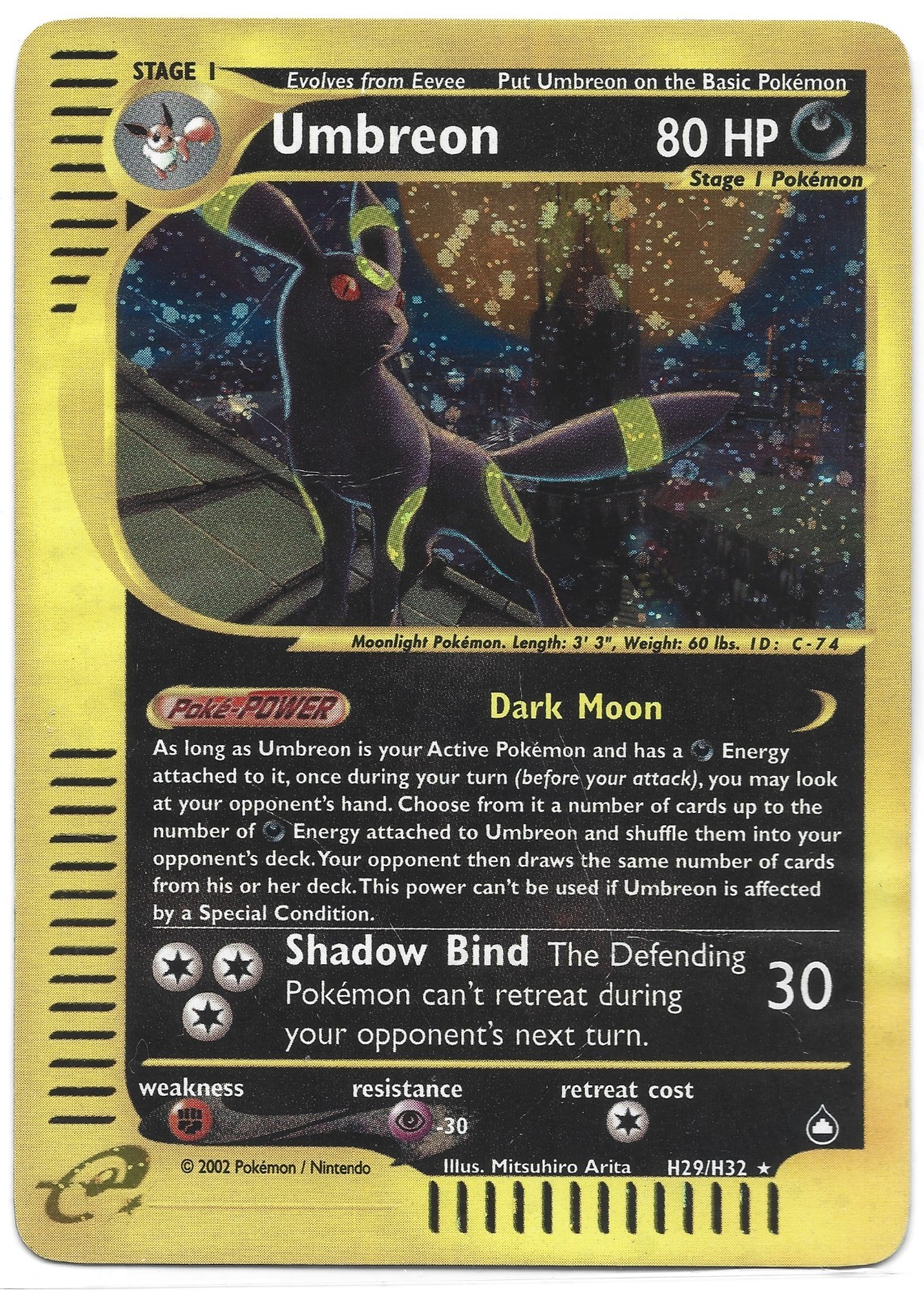  2003 Pokemon Aquapolis Holo Umbreon #H29