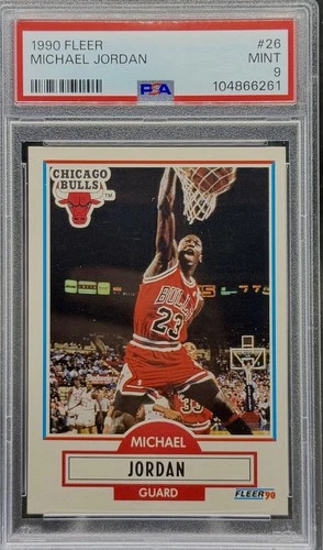1990 Fleer MICHAEL JORDAN #26 PSA 9 Error No Black Line on Back HOF GOAT