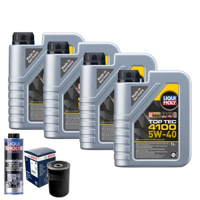 Motoröl 5W40 LIQUI MOLY Top Tec 4100 4L+BOSCH Ölfilter +Spülung
