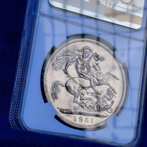 1951 Great Britain Crown NGC PL63 Proof Like ST. GEORGE HORSEBACK SLAYING DRAGON