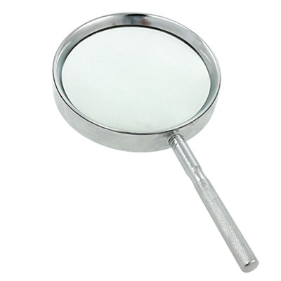 90mm Dia Lens Nonslip Grip 4X Magnifying Glass Metal Frame Silver Tone
