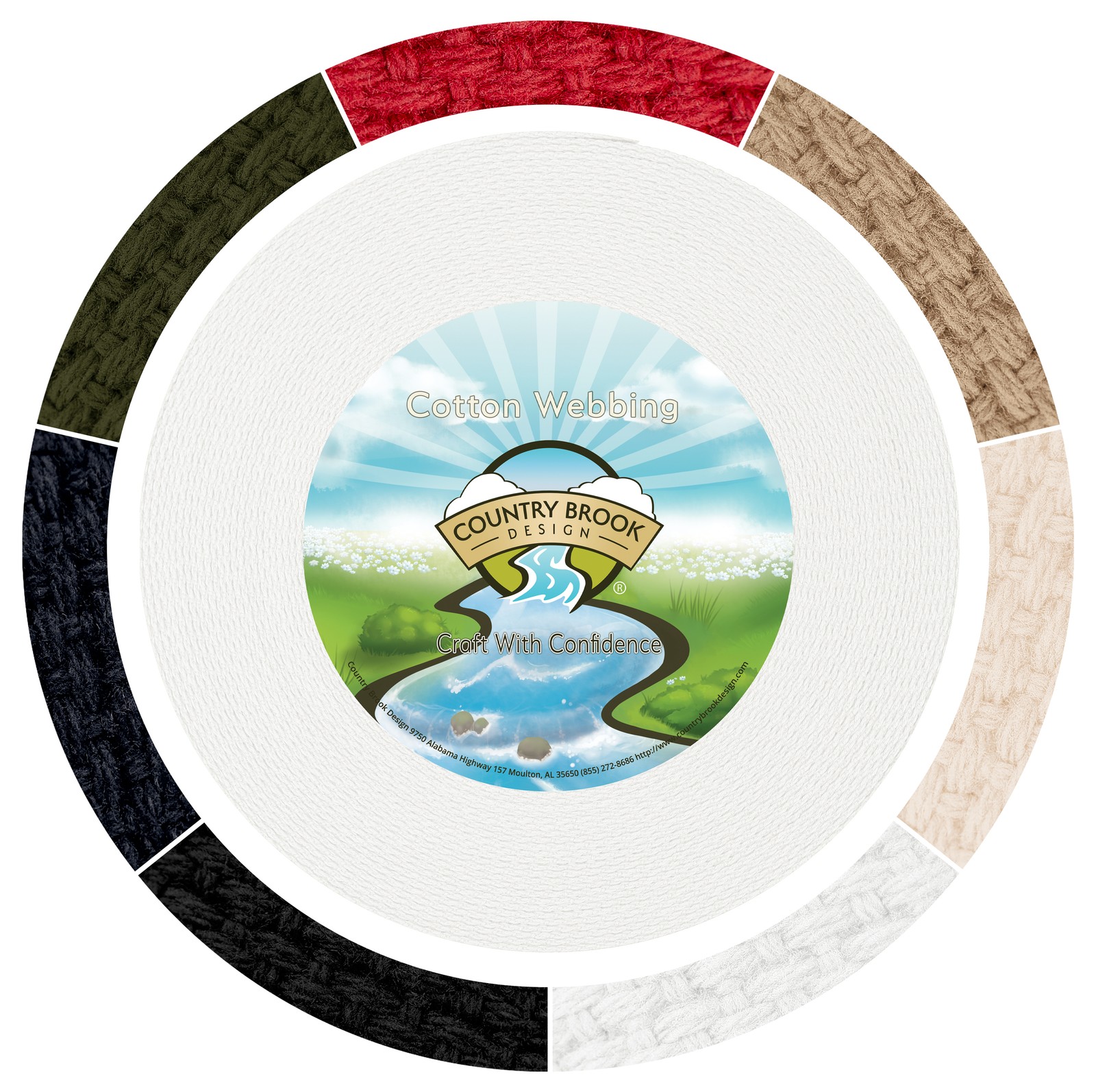 Country Brook Design® 1 1/2in White Heavy Cotton Webbing - 7 Vibrant Colors 25Yd