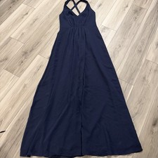 White by Vera Wang Navy Blue Gown Dress 8 Front Slit Bridesmaid Bridal Prom