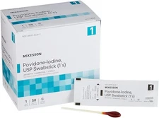 McKesson Povidone-Iodine Impregnated Swab Stick, Sterile - 4 in, 50 Sticks, 1 Pa