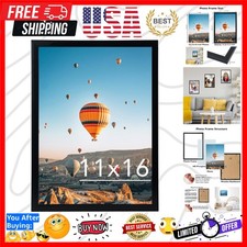 11x16 Picture Frame Black for Wall Hanging, Wall Mounting Horizontally or Ver...