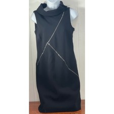 Michael Kors Black Sheath Dress Size 4 Sleeveless Asymmetrical Zip Detail