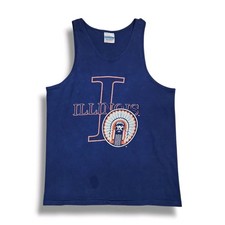 Vintage Illinois Chief University Of Illinois Navy Blue Tank Top Men's M