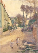 Marcus Holmes - 1905 Watercolour, A Game of Jump Rope