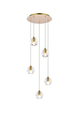 PENDANT CRYSTAL CHANDELIER GOLD MODERN FOYER CEILING LIGHTING 5 LIGHTS