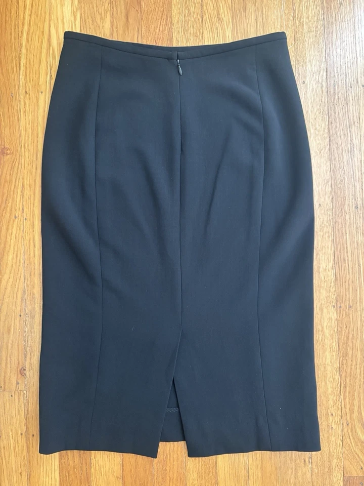 复古 90 年代 DONNA KARAN 系列黑色弹力羊毛 5 面板铅笔裙 US 4 — 第 2/4 张图片